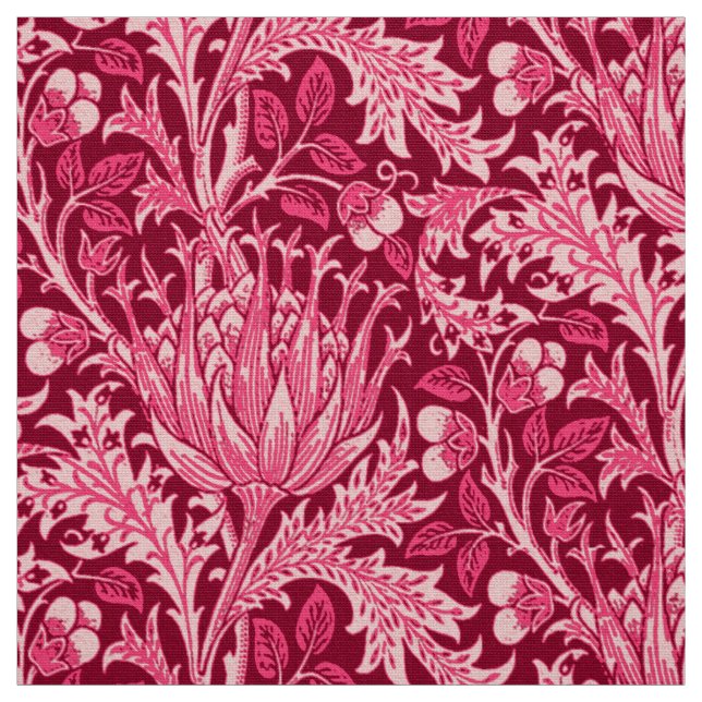 William Morris Damask, Fuchsia Pink Fabric (Swatch)