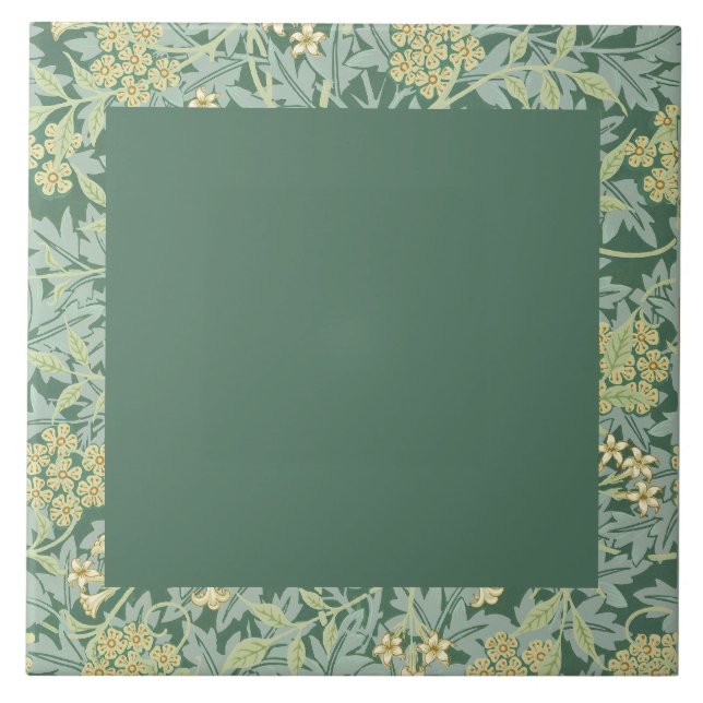 William Morris, Dark Green and Jasmine Pattern, Tile (Front)