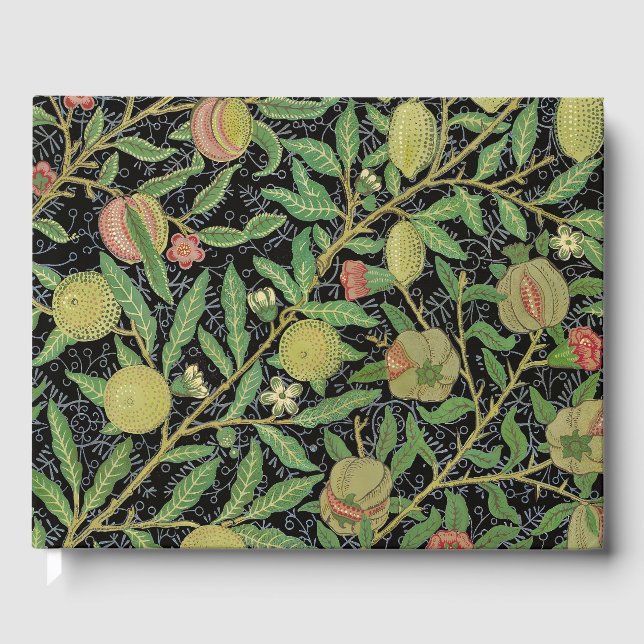 William Morris Dark Pomegranate Fruit Pattern Guest Book (Front)