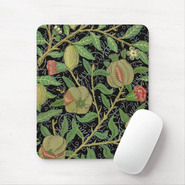 William Morris Dark Pomegranate Fruit Pattern Mouse Mat (With Mouse)