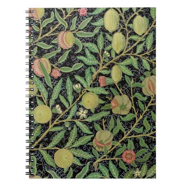 William Morris Dark Pomegranate Fruit Pattern Notebook (Front)