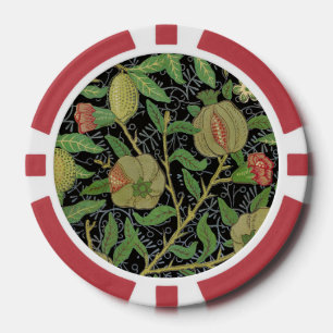 William Morris Dark Pomegranate Fruit Pattern Poker Chips