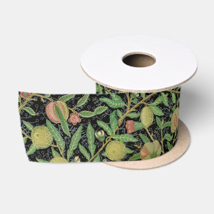 William Morris Dark Pomegranate Fruit Pattern Satin Ribbon