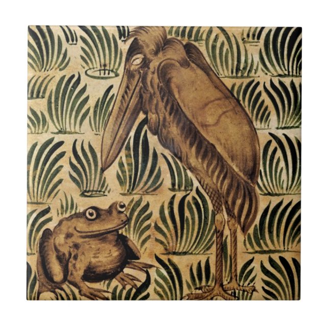 William * Morris De Morgan Stork Bird Frog | Tile (Front)
