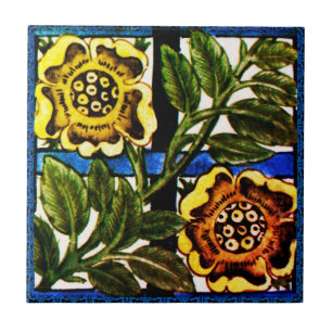 William * Morris De Morgan Two Yellow Flowers Tile