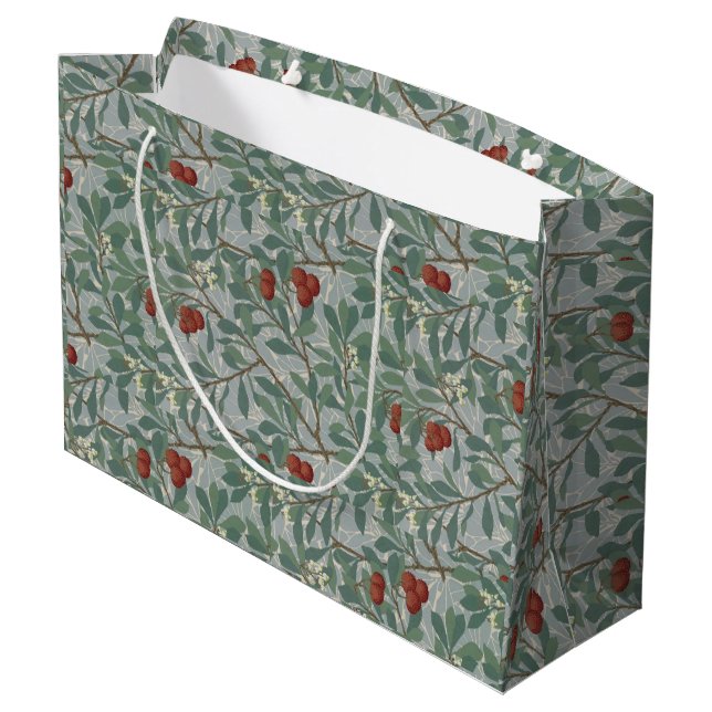 William Morris Decorative Art Arbutus Pattern Large Gift Bag (Back Angled)