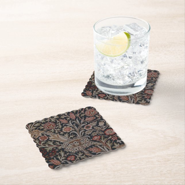 William Morris Decorative Art Floral Pattern     Paper Coaster (Insitu)