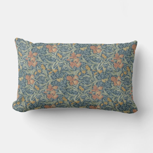 William Morris Decorative Art Iris Pattern Lumbar Cushion (Front)