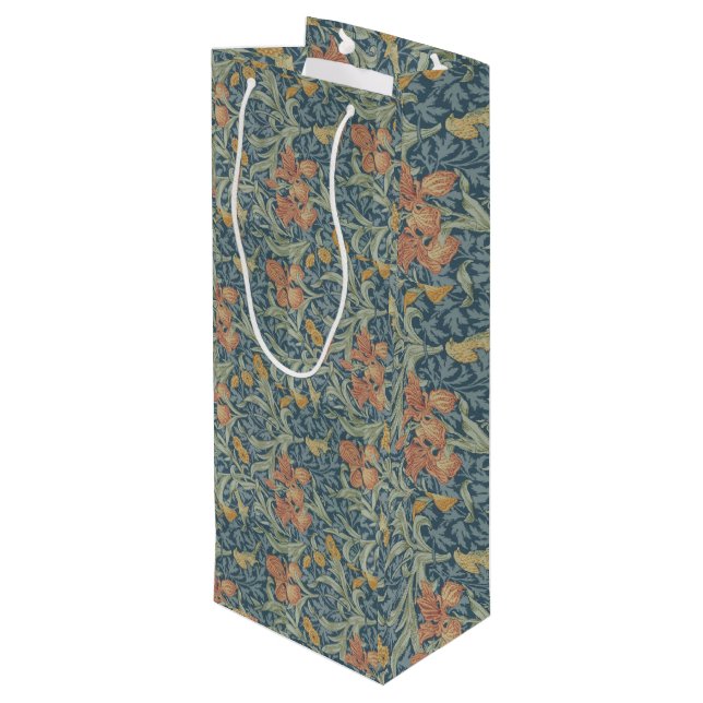 William Morris Decorative Art Iris Pattern Wine Gift Bag (Back Angled)