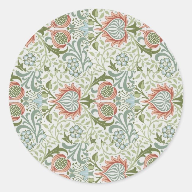 William Morris Decorative Art Persian Pattern Classic Round Sticker (Front)