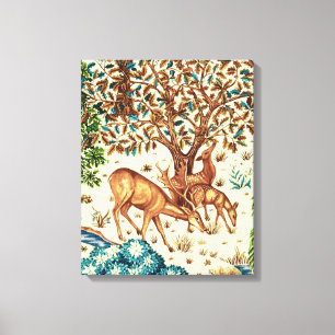 William Morris Deer by a Brook Tapestry Beige Canvas Print