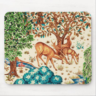 William Morris Deer by a Brook Tapestry Beige Mouse Mat
