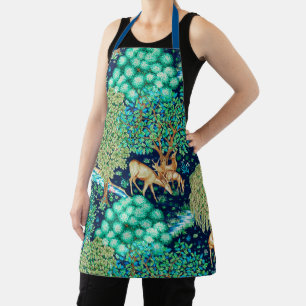 William Morris Deer by a Brook Tapestry Indigo Apron