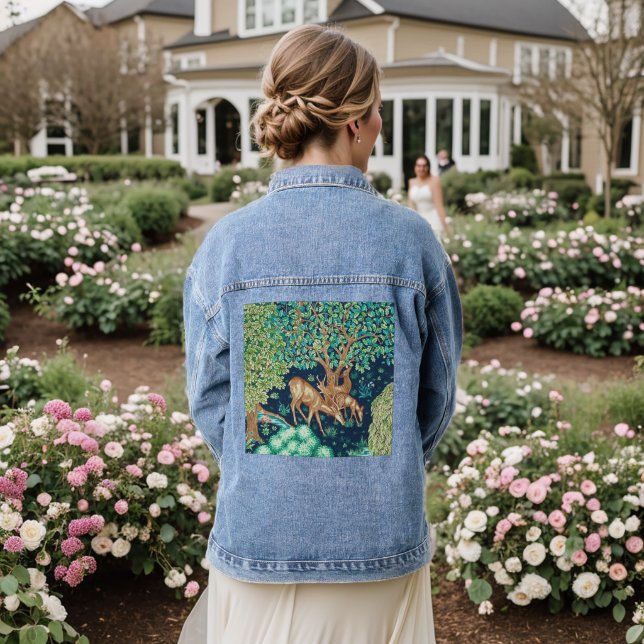 William Morris Deer by a Brook Tapestry Indigo Denim Jacket (Wedding Back)