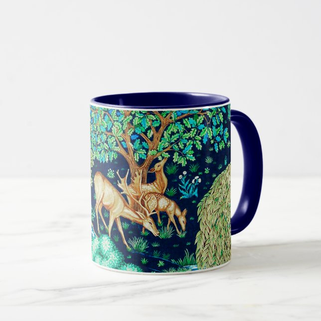 William Morris Deer by a Brook Tapestry Indigo Mug (Front Right)