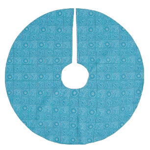 William Morris Diaper Blue Vintage Tile Pattern Brushed Polyester Tree Skirt