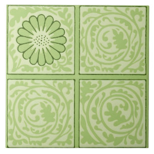 William Morris Diaper Green Tile Pattern
