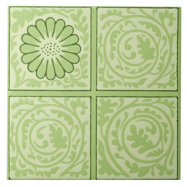 William Morris Diaper Green Tile Pattern (Front)
