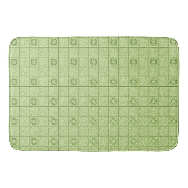 William Morris Diaper Green Tile Pattern Bath Mat (Front)