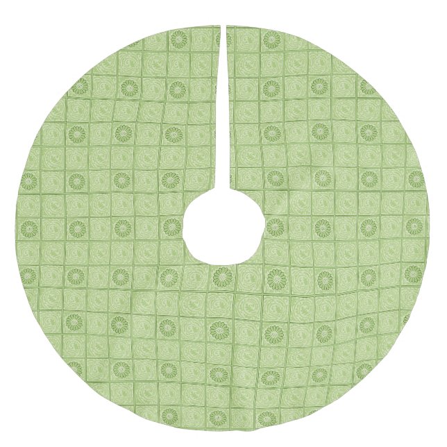 William Morris Diaper Green Tile Pattern Brushed Polyester Tree Skirt (Front)