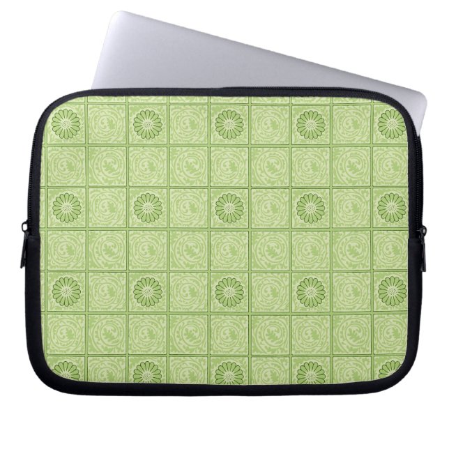 William Morris Diaper Green Tile Pattern Laptop Sleeve (Front)