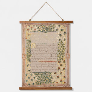 William Morris Dwellers at Eyr Floral Script Hanging Tapestry