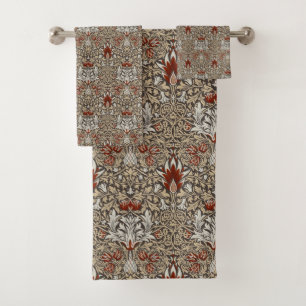 William Morris Earthy Brown Floral Wallpaper Bath Towel Set