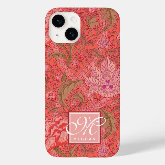 William Morris - Elegant Floral Pattern & Monogram Case-Mate iPhone Case (Back)