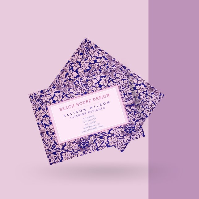 William Morris - Elegant Purple and Pink Floral Business Card (Creator Uploaded)