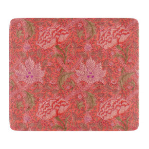 William Morris - Elegant Red & Pink Floral  Cutting Board