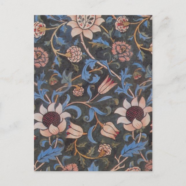 William Morris Evenlode Pattern: Vintage Moody Postcard (Front)