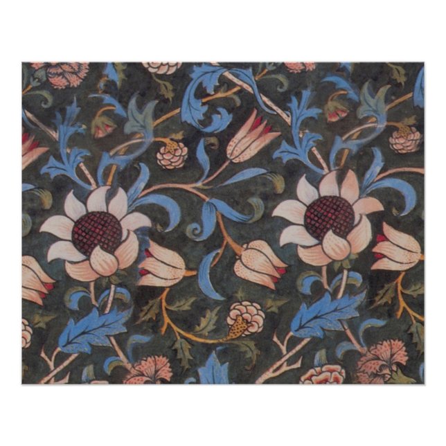 William Morris Evenlode Pattern: Vintage Moody Poster (Front)