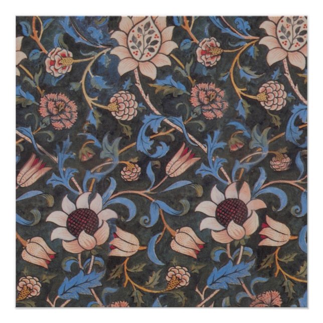 William Morris Evenlode Pattern: Vintage Moody Poster (Front)
