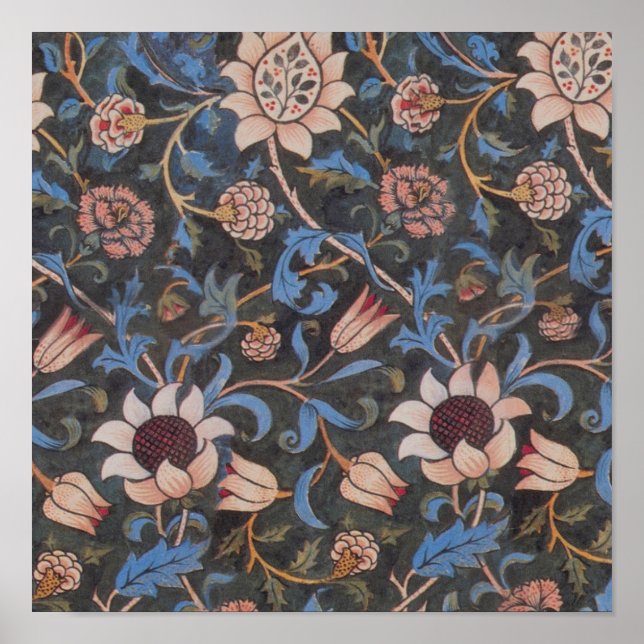William Morris Evenlode Pattern: Vintage Moody Poster (Front)
