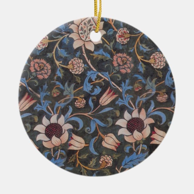William Morris Evenlode Textile Floral Art Ceramic Tree Decoration (Front)