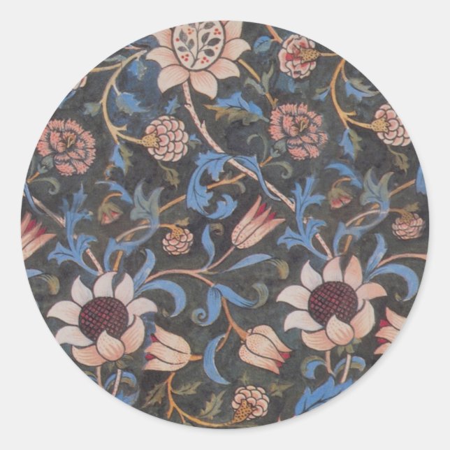 William Morris Evenlode Textile Floral Art Classic Round Sticker (Front)