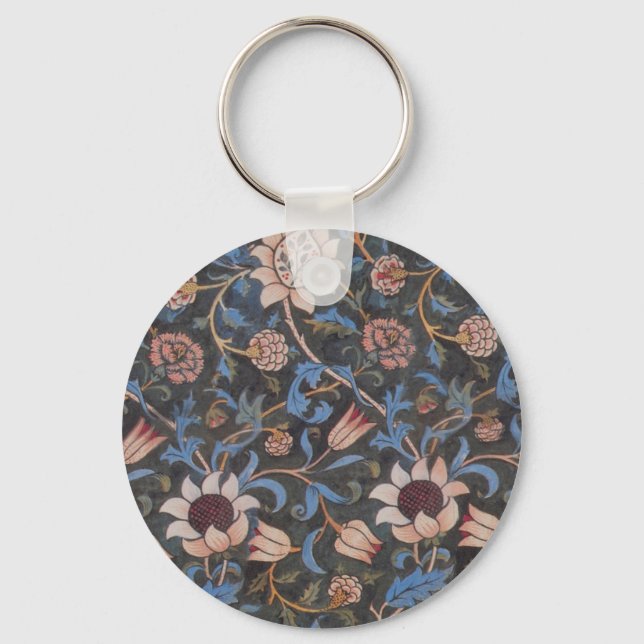 William Morris Evenlode Textile Floral Art Key Ring (Front)
