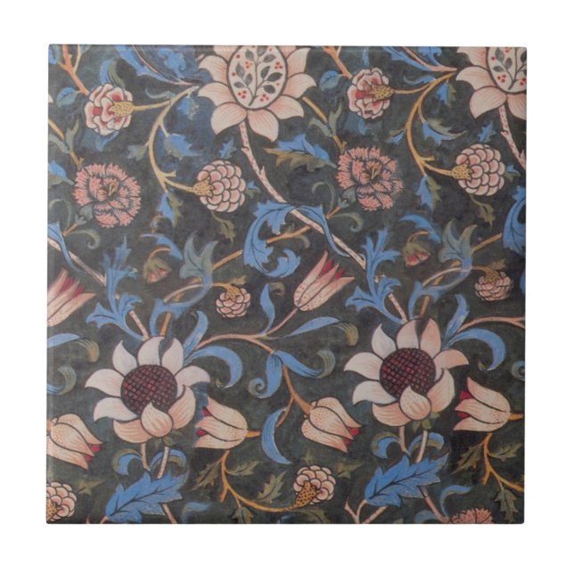 William Morris Evenlode Textile Floral Art Tile (Front)
