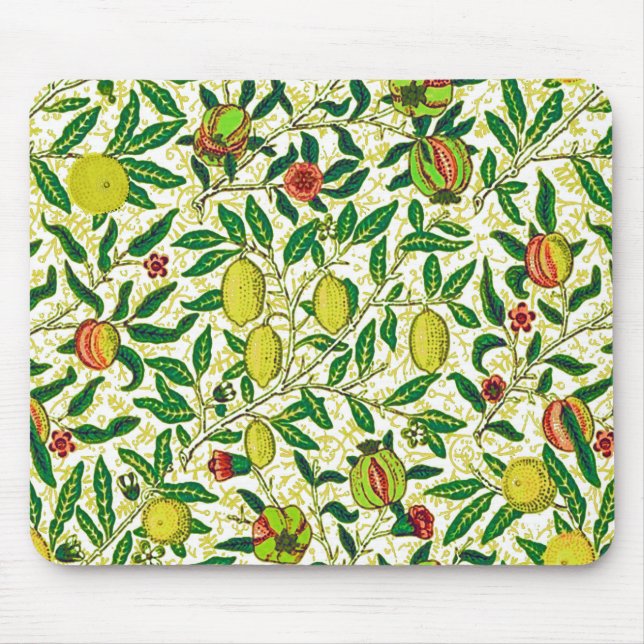 William Morris Exotic Fruit, Lemon Yellow  Mouse Mat (Front)