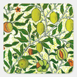 William Morris Exotic Fruit, Lemon Yellow Square Sticker