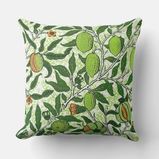 William Morris Exotic Fruit, Lime Green Cushion (Front)