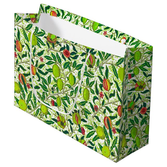 William Morris Exotic Fruit, Lime Green  Large Gift Bag (Front Angled)