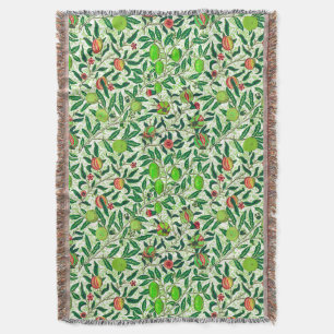 William Morris Exotic Fruit, Lime Green Throw Blanket