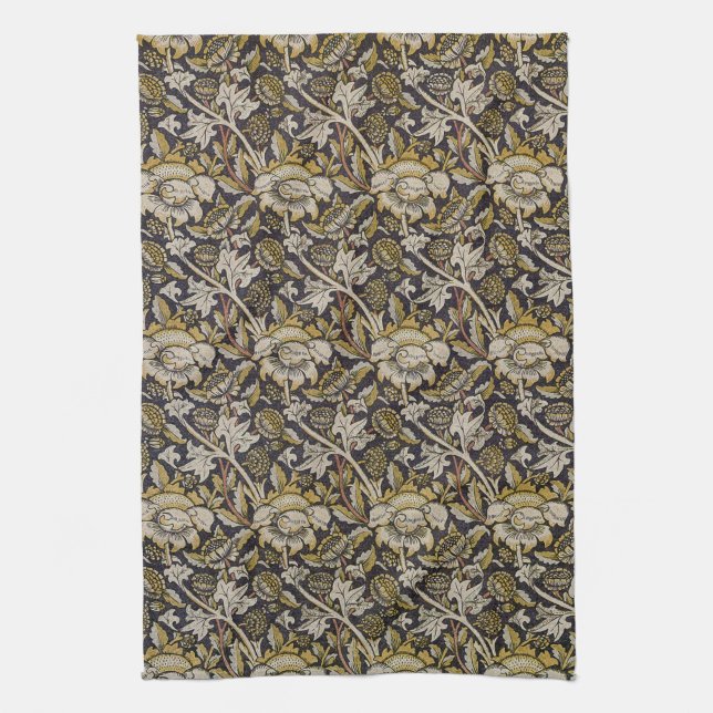 William Morris Fine Floral Wallpaper Pattern Tea Towel (Vertical)