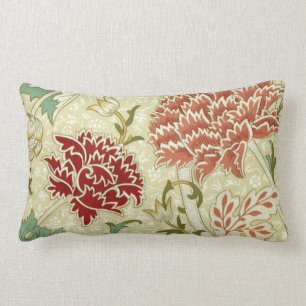 William Morris Fine Red Floral Wallpaper Lumbar Cushion
