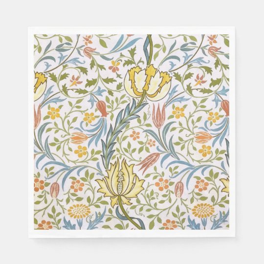 William Morris Flora Vintage Floral Art Nouveau Paper Napkin | Zazzle.co.uk