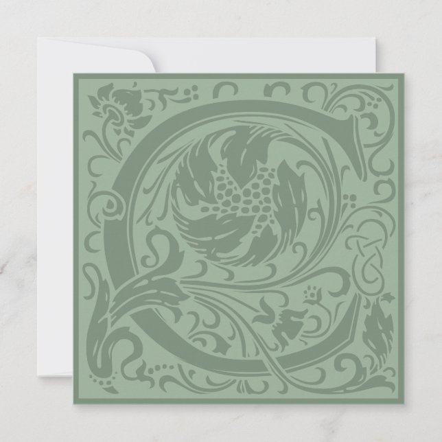 William Morris Floral Alphabet Monogram Letter C Invitation (Front)