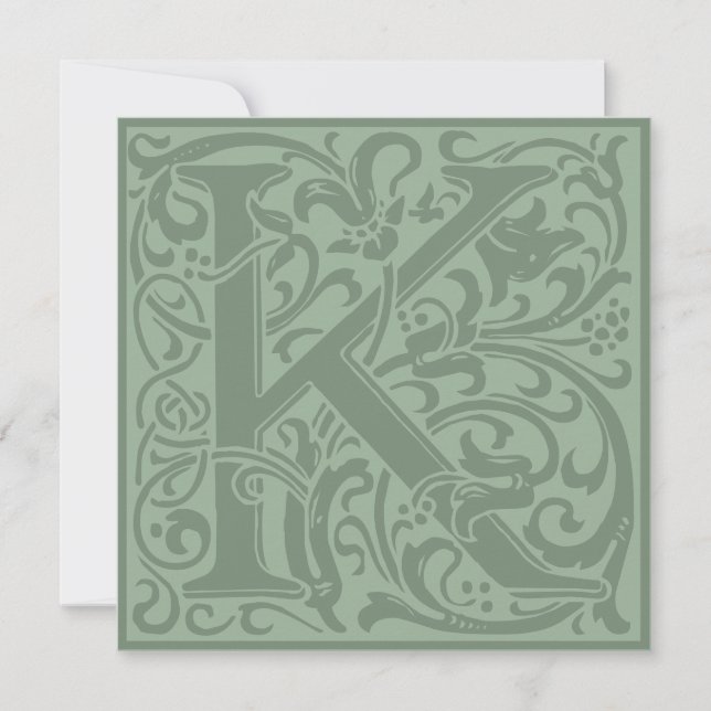William Morris Floral Alphabet Monogram Letter K Invitation (Front)