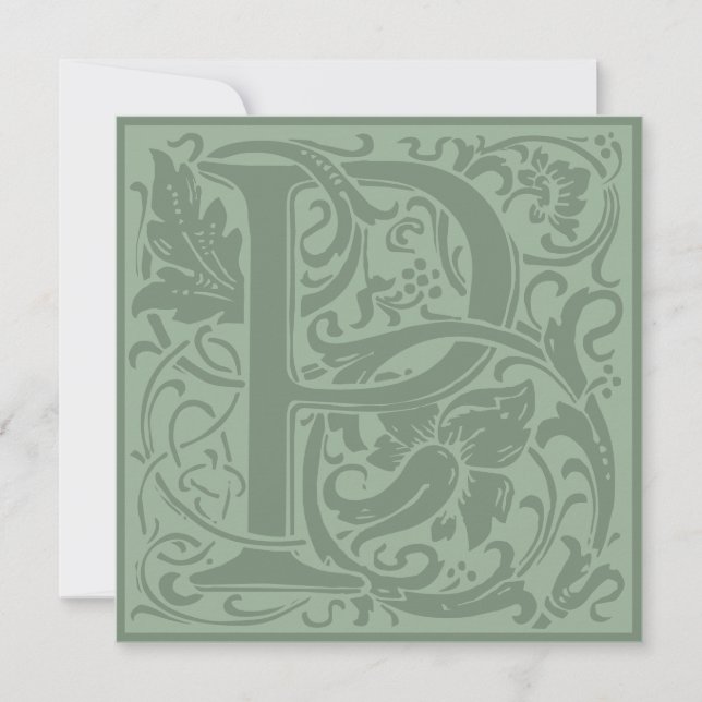 William Morris Floral Alphabet Monogram Letter P Invitation (Front)