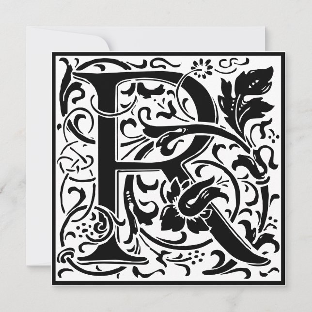 William Morris Floral Alphabet Monogram Letter R Invitation (Front)
